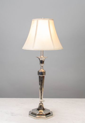 Silver Single Candle Table Lamp