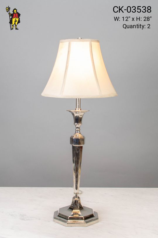 Silver Single Candle Table Lamp