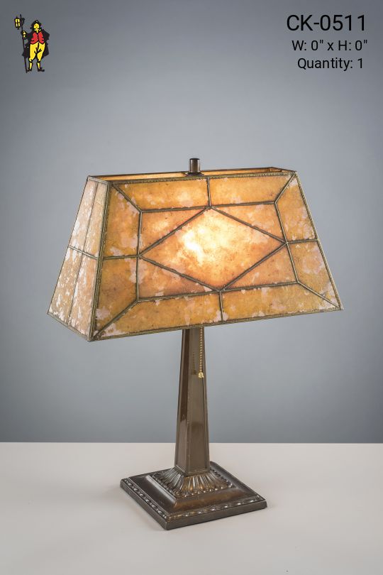 Bronze Table Lamp w/Amber Mica Lampshade