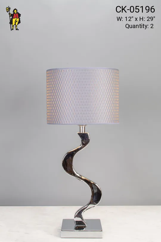 Contemporary Curved Silver Table Lamp