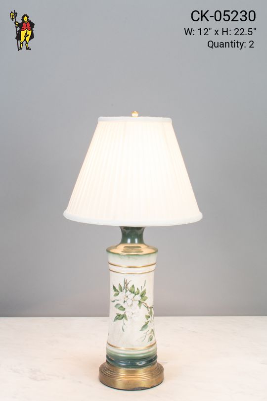 Green & White Painted Table Lamp