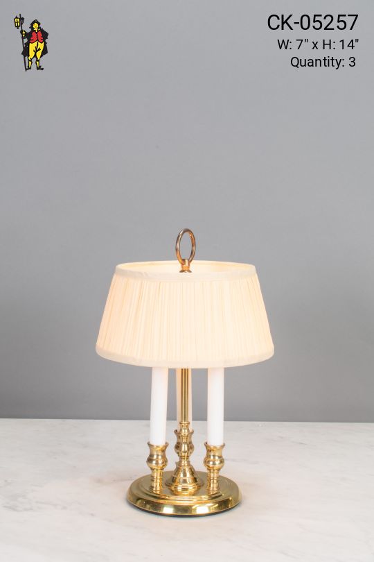 Three Candle Polished Brass Table Lamp