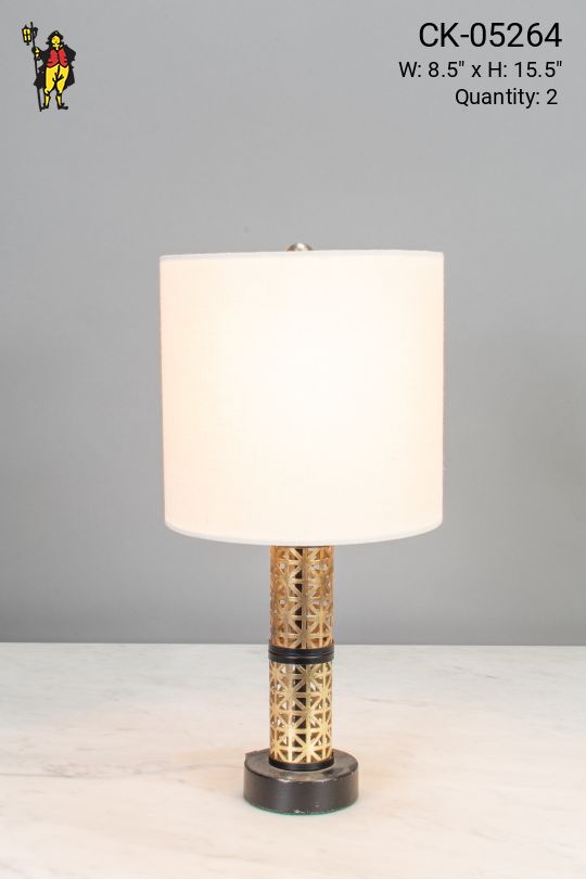 Geometic Pattern Brass Table Lamp