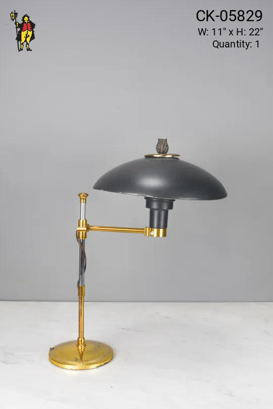 Mid-Century Black & Brass Table Lamp