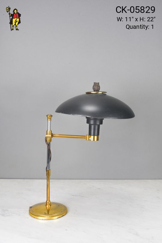 Mid-Century Black & Brass Table Lamp