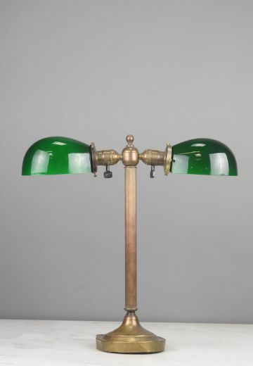 Partner Desk Lamp w/Green Glass Shade