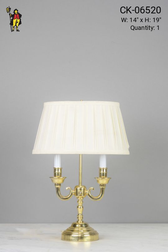 Two Candle Polished Brass Table Lamp