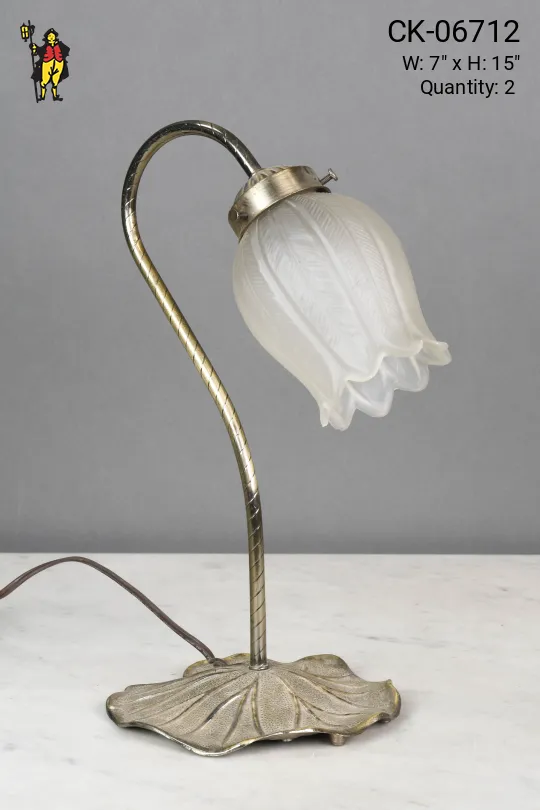 Small Curved Arm Floral Table Lamp