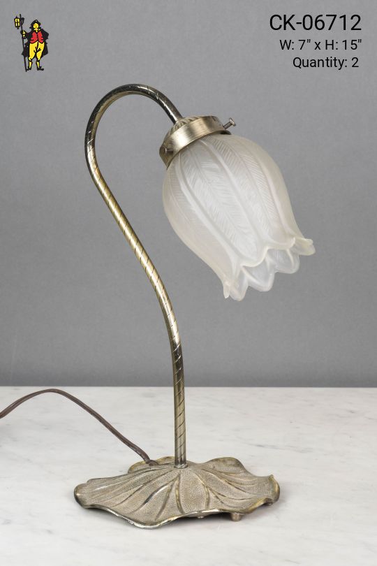 Small Curved Arm Floral Table Lamp