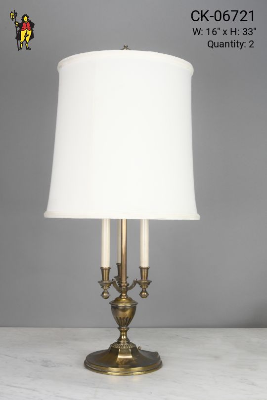Three Candle Brass Table Lamp