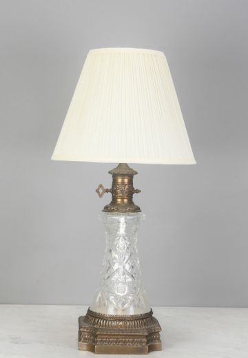 Oil Style Crystal & Brass Table Lamp