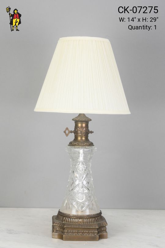Oil Style Crystal & Brass Table Lamp
