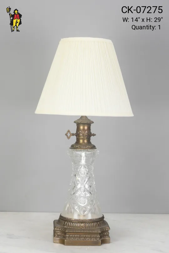Oil Style Crystal & Brass Table Lamp