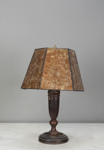 Wooden Table Lamp w/Mica Shade