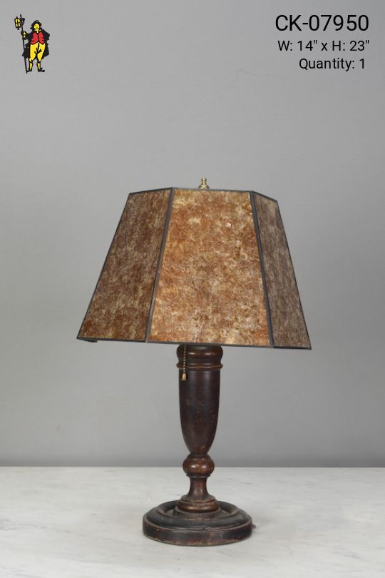 Wooden Table Lamp w/Mica Shade