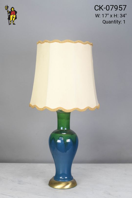 Blue & Green Ceramic Tall Table Lamp