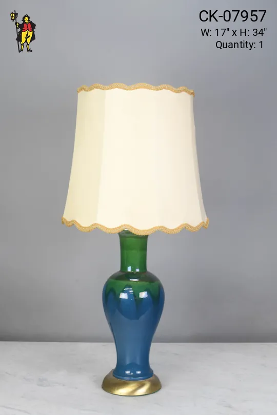 Blue & Green Ceramic Tall Table Lamp