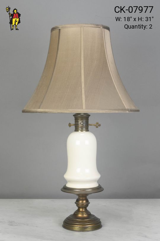 White Cermaic & Brass Table Lamp