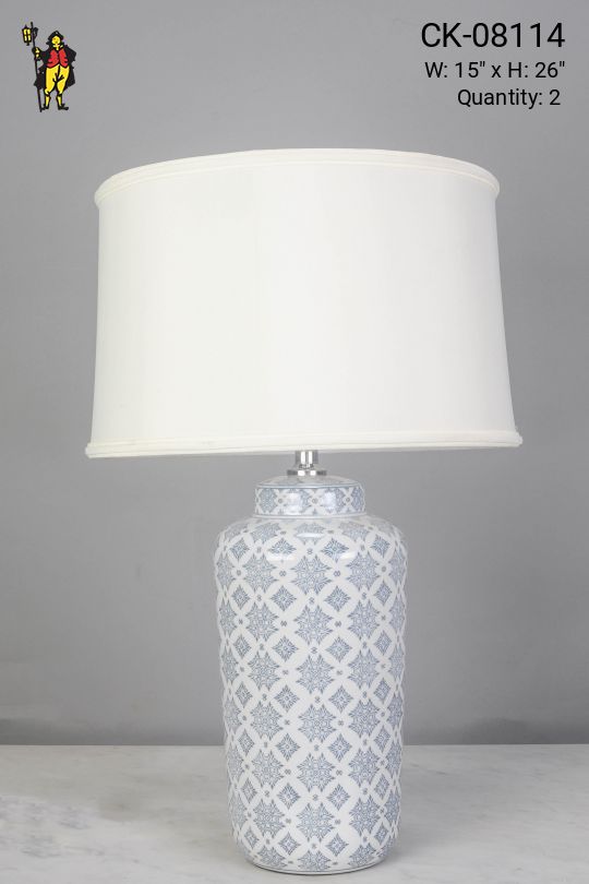 Blue & White Painted Traditional Ceramic Table Lamp