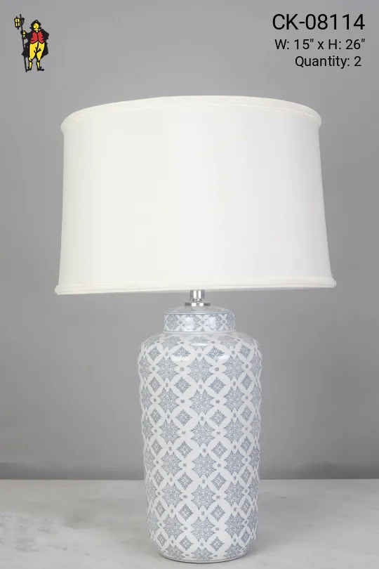 Blue & White Painted Traditional Ceramic Table Lamp