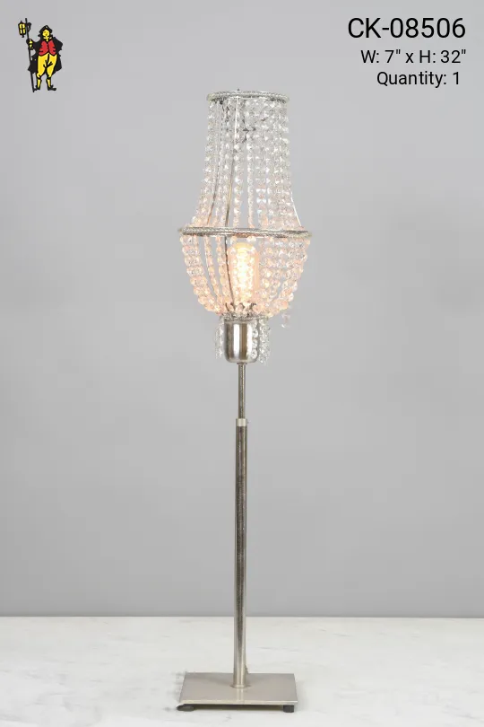 Beaded Basket Halogen Silver Table Lamp