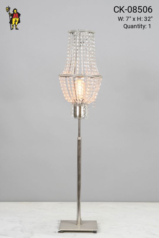 Beaded Basket Halogen Silver Table Lamp