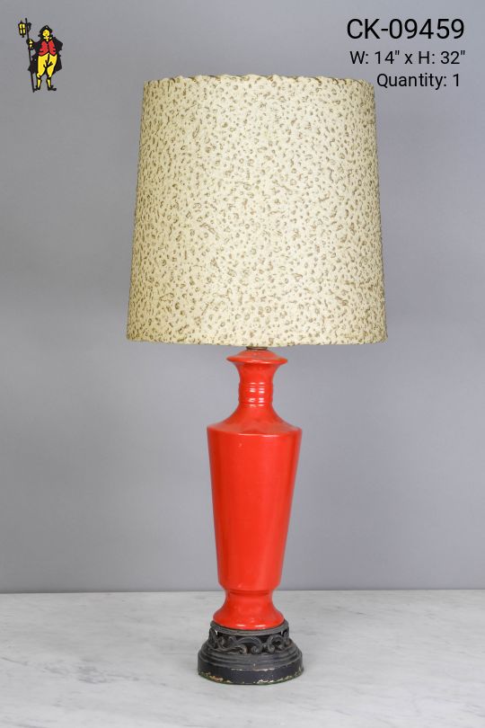 Tall Red Ceramic Table Lamp