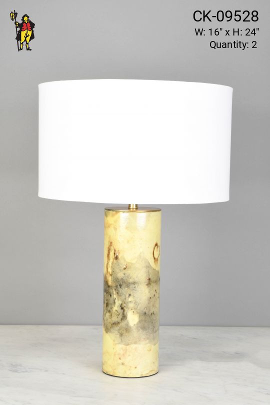 Yellow & Earth Tone Marbalized Table Lamp