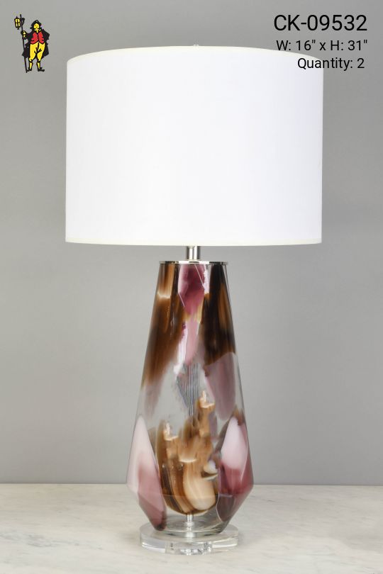 Tall Purple Glass Table Lamp