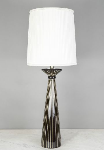 Black & Pin Striped Ceramic Table Lamp