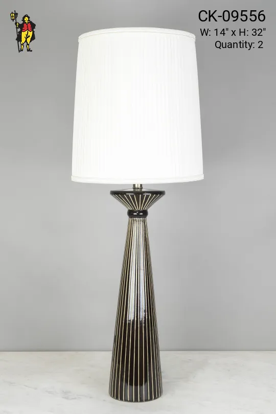 Black & Pin Striped Ceramic Table Lamp