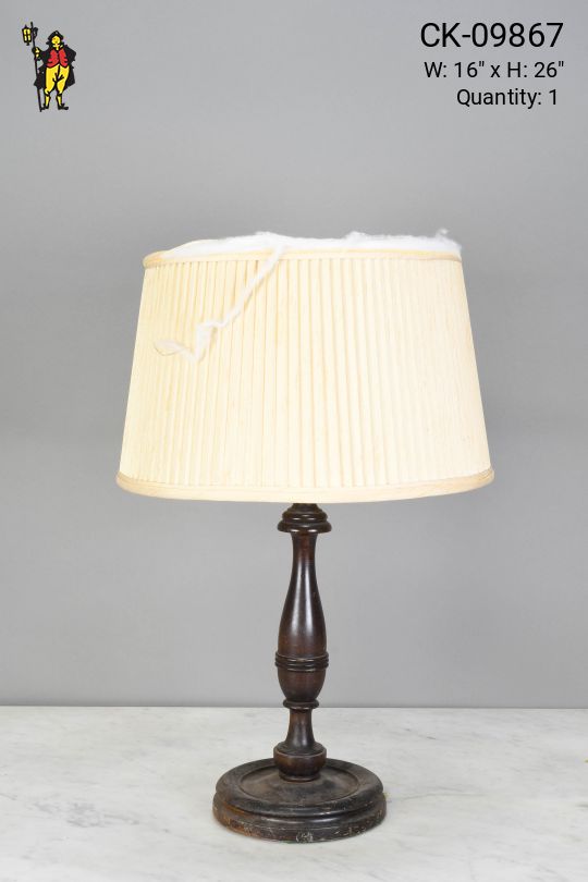 Wooden Table Lamp w/Ripped Shade
