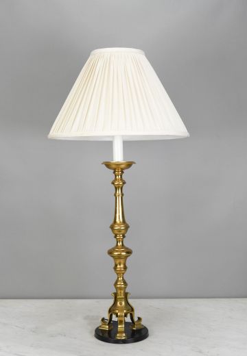 Tall Brass Single Candle Table Lamp