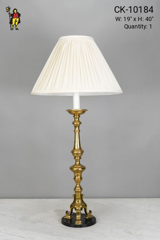 Tall Brass Single Candle Table Lamp