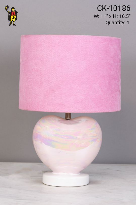 Pink Heart Shaped Ceramic Table Lamp