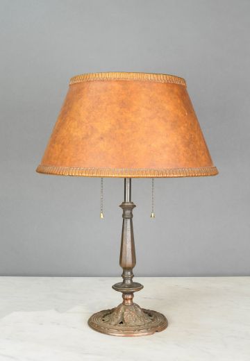 Brass Table Lamp w/Woven Mica Shade