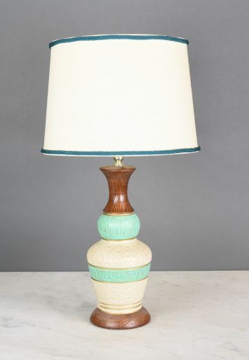 Aqua & White Mid Century Table Lamp