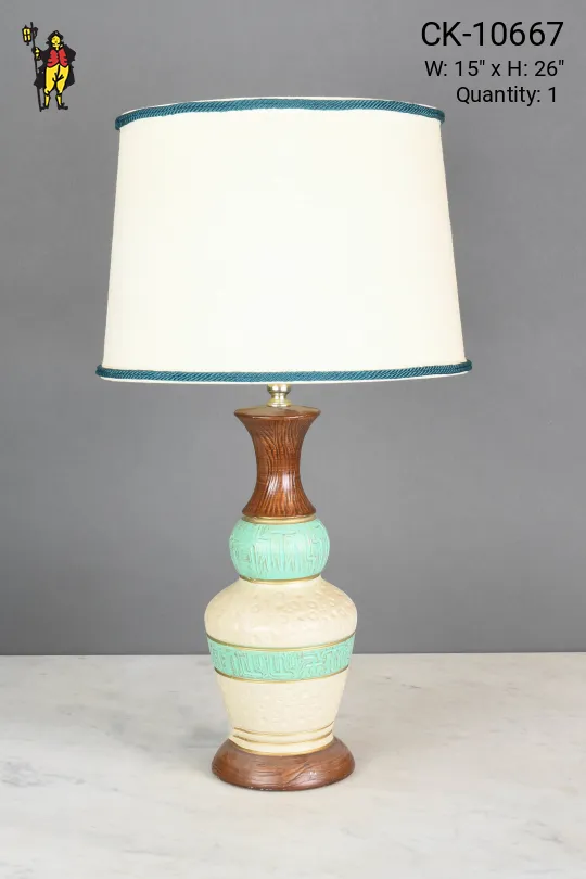Aqua & White Mid Century Table Lamp