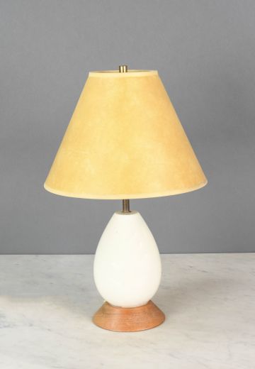 Mid Century Ceramic & Wooden "Egg" Table Lamp