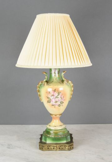 Traditional Floral Yellow & Green Ceramic Table Lamp