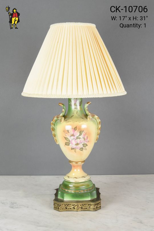 Traditional Floral Yellow & Green Ceramic Table Lamp