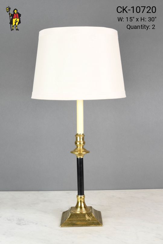 Single Candle Brass & Black Table Lamp