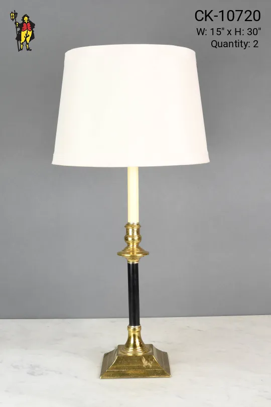 Single Candle Brass & Black Table Lamp