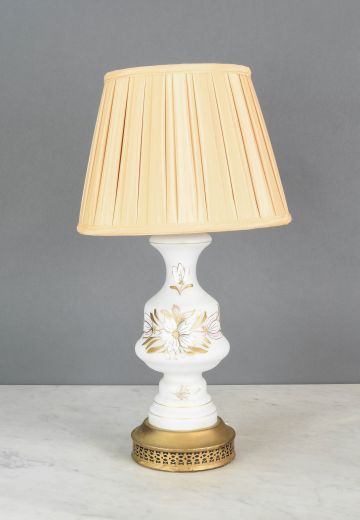 Painted Floral White Ceramic Table Lamp