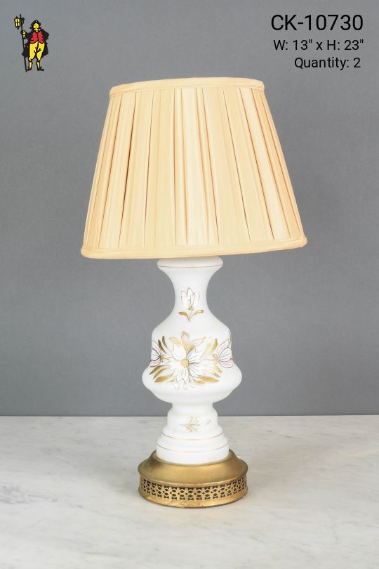 Painted Floral White Ceramic Table Lamp