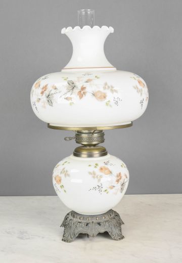 Oversize Painted Floral Oil Style Table Lamp