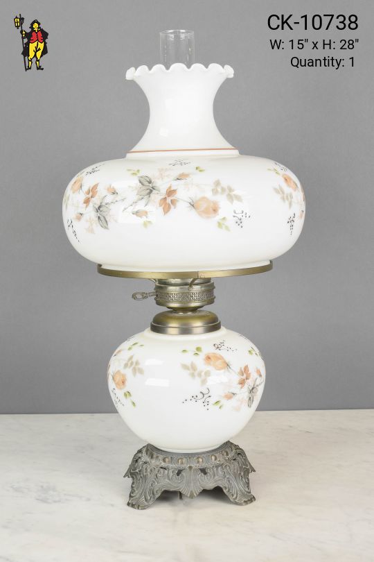 Oversize Painted Floral Oil Style Table Lamp