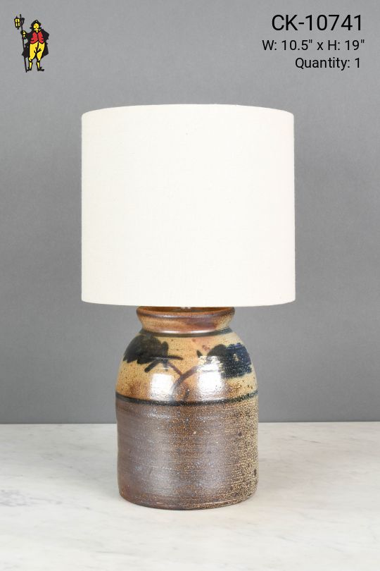 Painted Earthtone Ceramic Table Lamp