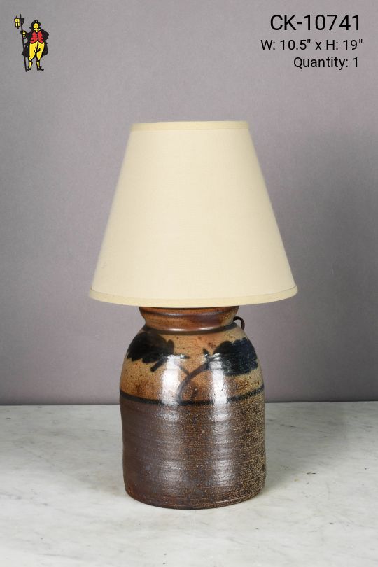 Painted Earthtone Ceramic Table Lamp
