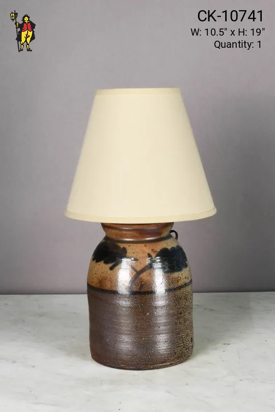 Painted Earthtone Ceramic Table Lamp